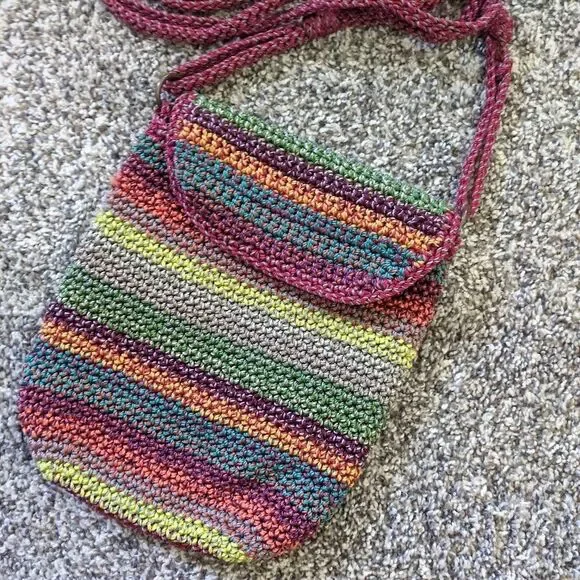 The Sak Crocheted Riviera Hobo Red Bohemian Stripe Shoulder Bag - Picture 3 of 8